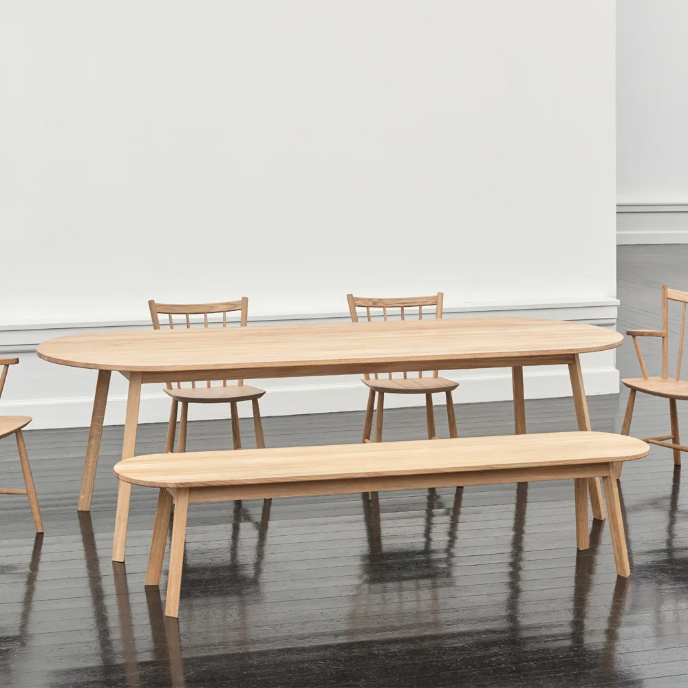 Triangle Leg dining table, Lacquered oak, 250x85 cm HAY