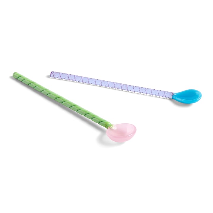 Twist glass spoon 2-pack - turquoise-light pink - HAY