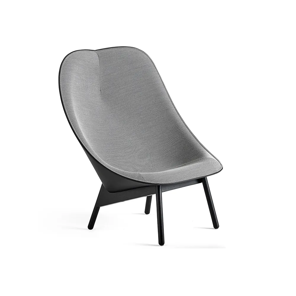 Uchiwa lounge chair, Black/white-black oak-black leather HAY