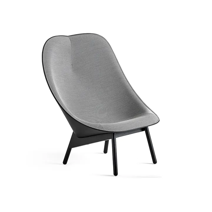 Uchiwa lounge chair - Black/white-black oak-black leather - HAY