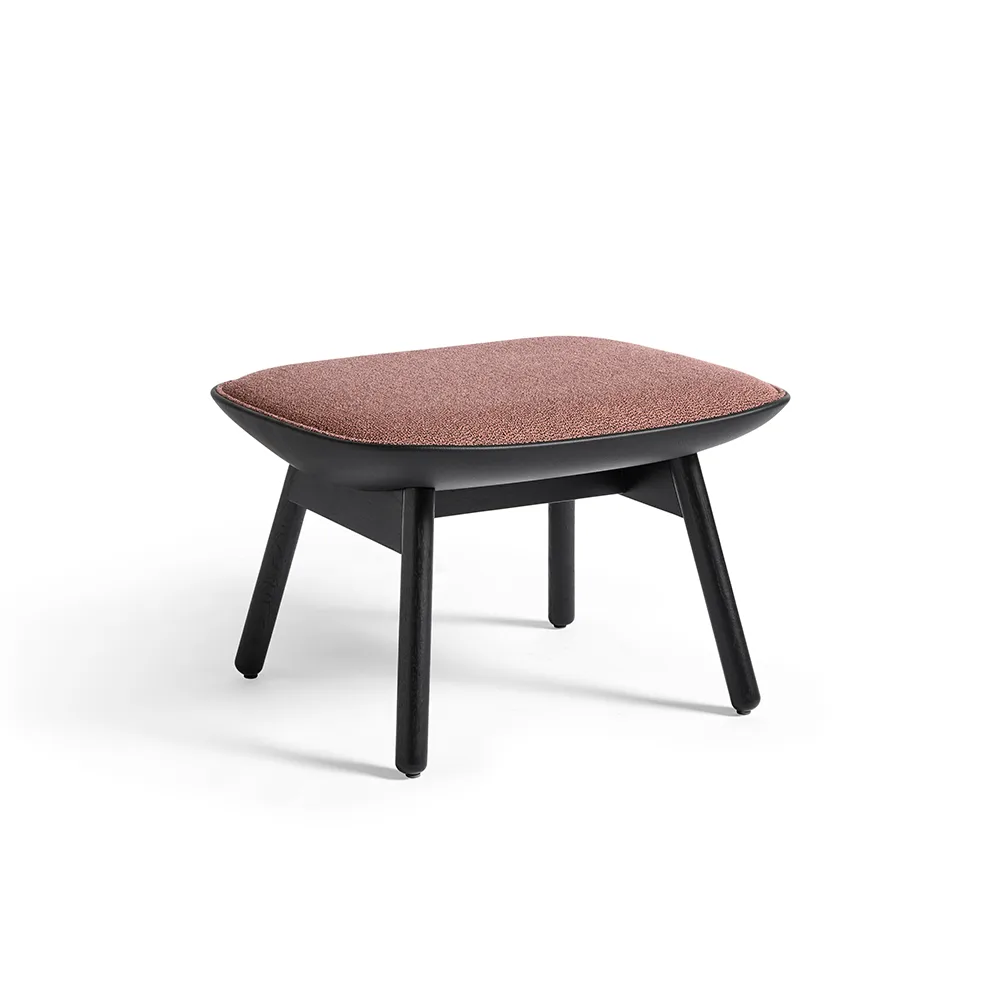 Uchiwa ottoman, 12 clementine-black oak-black leather HAY