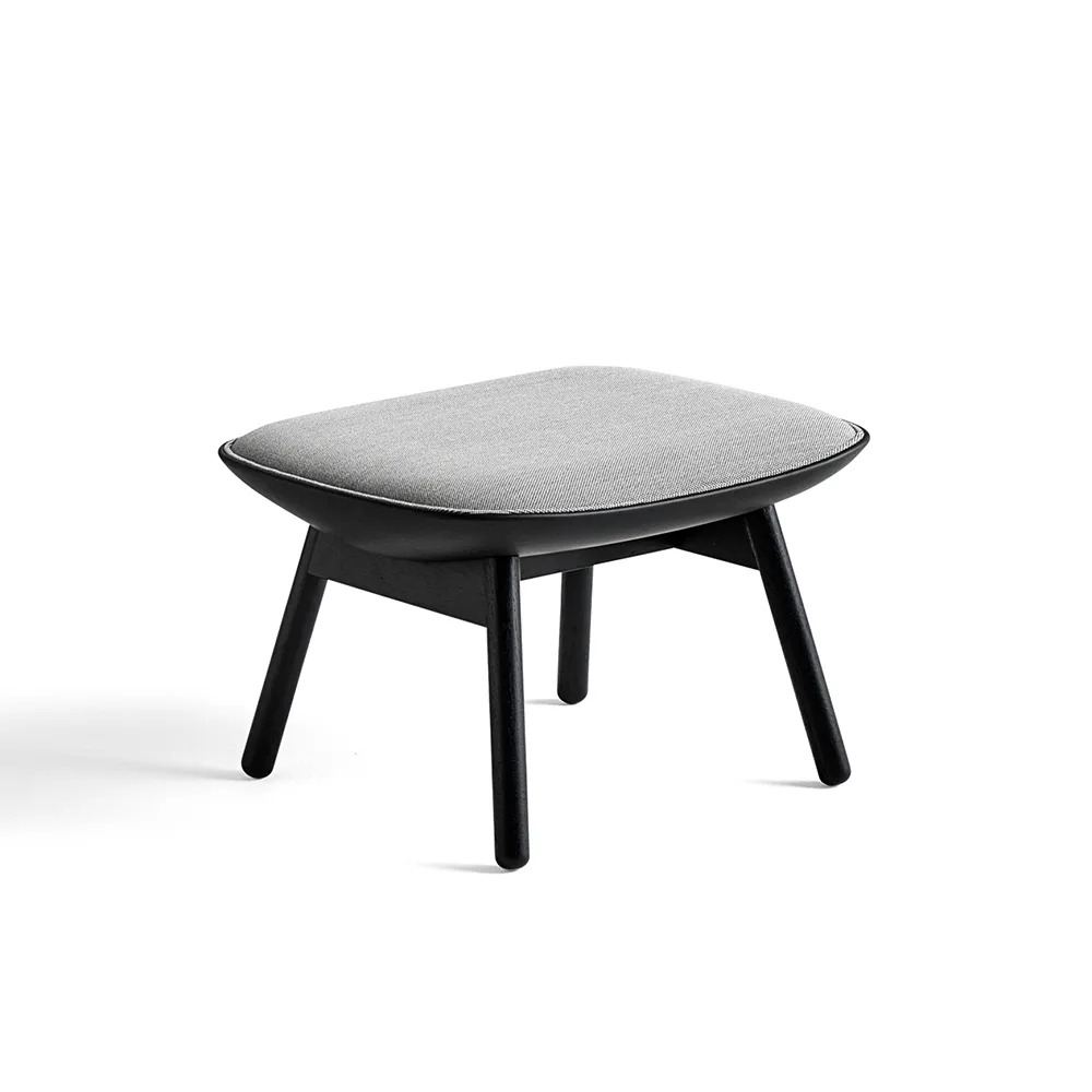 Uchiwa ottoman, Dark grey/white melange-black oak-leather HAY