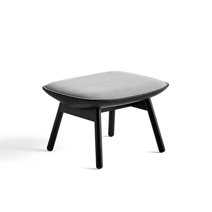 Uchiwa ottoman - Dark grey/white melange-black oak-leather - HAY