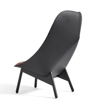 Uchiwa Quilt lounge chair - 307-201 grey-black oak-black leather - HAY