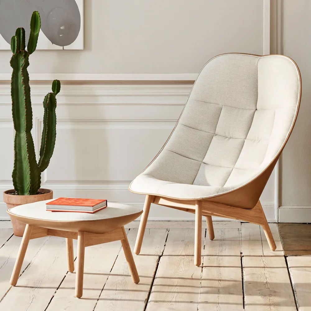 Uchiwa Quilt lounge chair, Cream A5-oak-Canvas 244 HAY