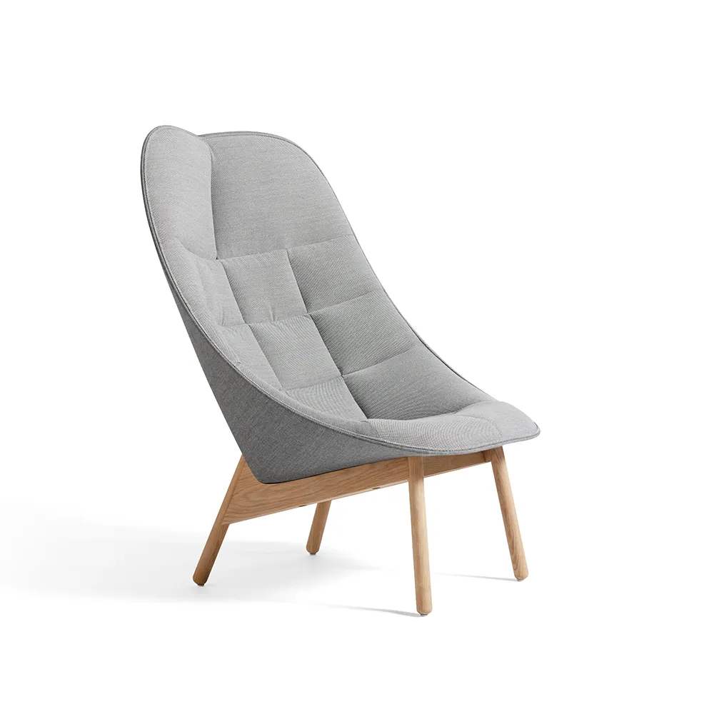 Uchiwa Quilt lounge chair, Steelcut Trio 133 grey-oak-back Remix 143 HAY