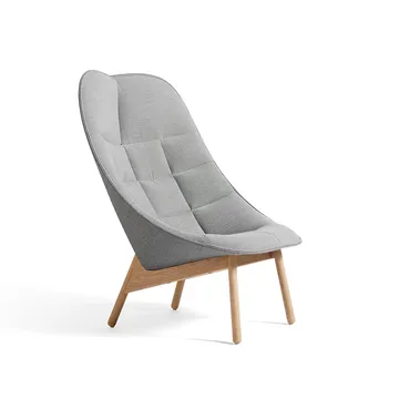 Uchiwa Quilt lounge chair - Steelcut Trio 133 grey-oak-back Remix 143 - HAY