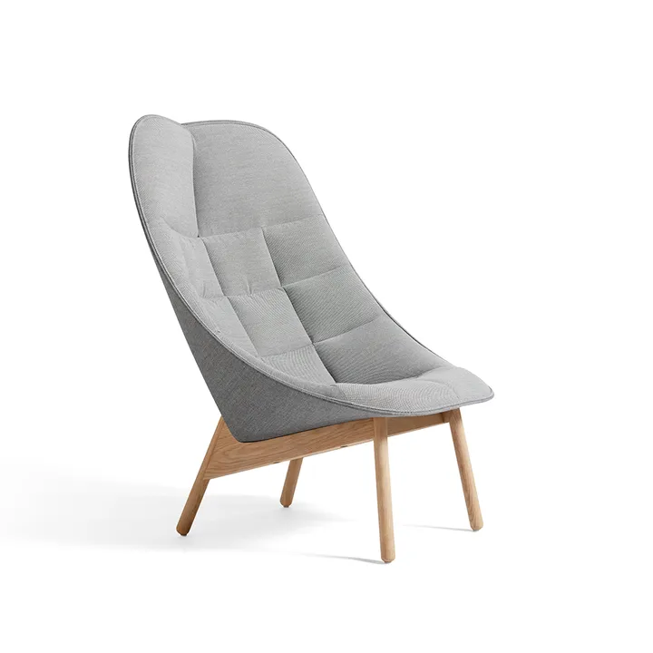 Uchiwa Quilt lounge chair - Steelcut Trio 133 grey-oak-back Remix 143 - HAY