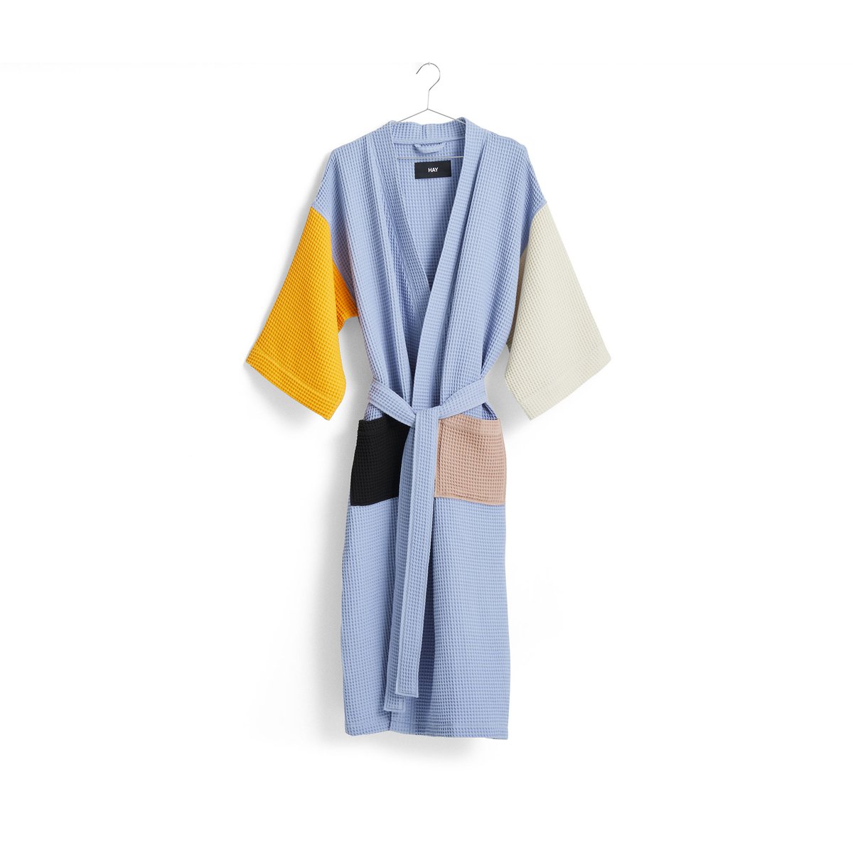 HAY Waffle bathrobe Dusty blue-multi one size | Scandinavian Design | Dressing gowns & bath robes | Blue