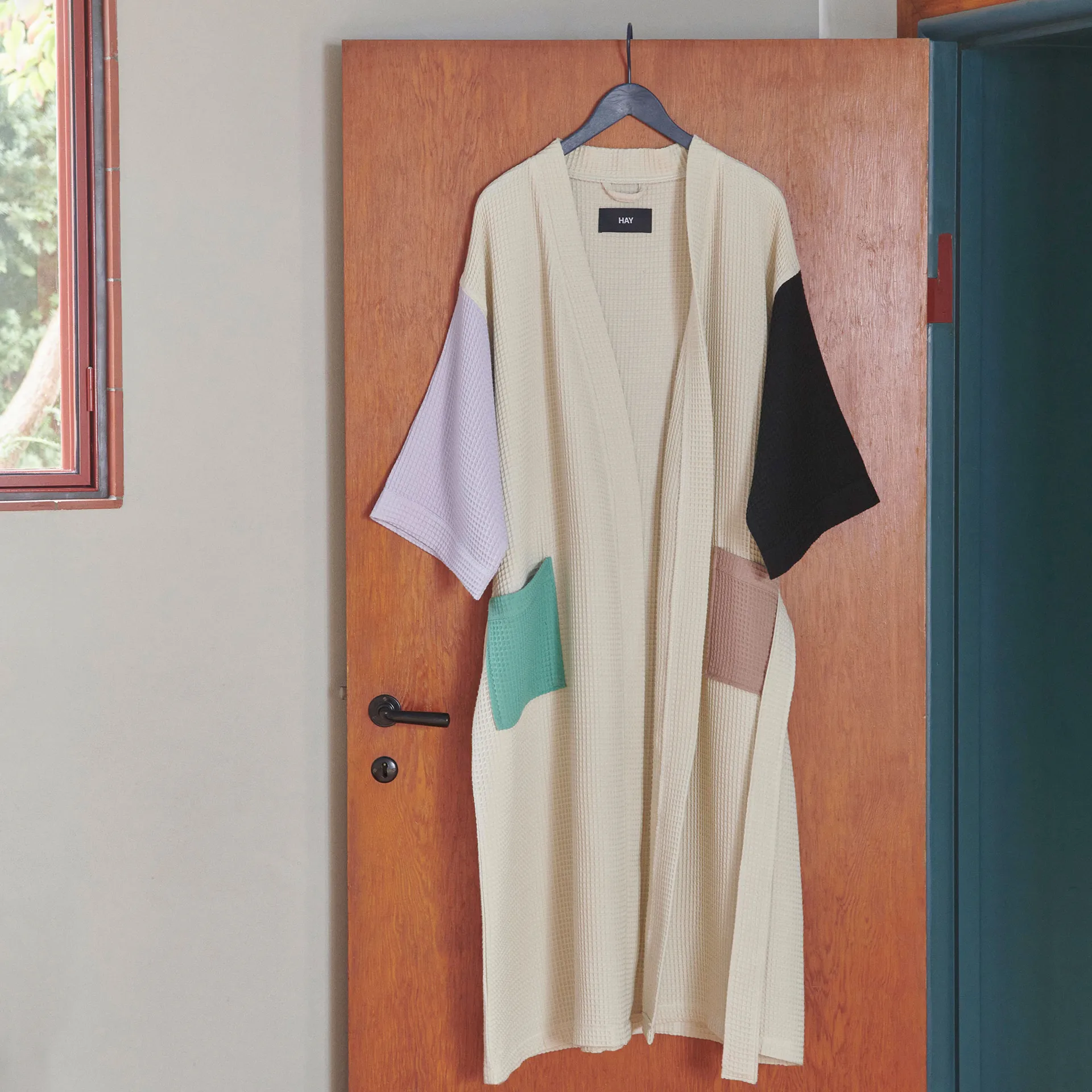 Waffle bathrobe, Off white-multi one size HAY