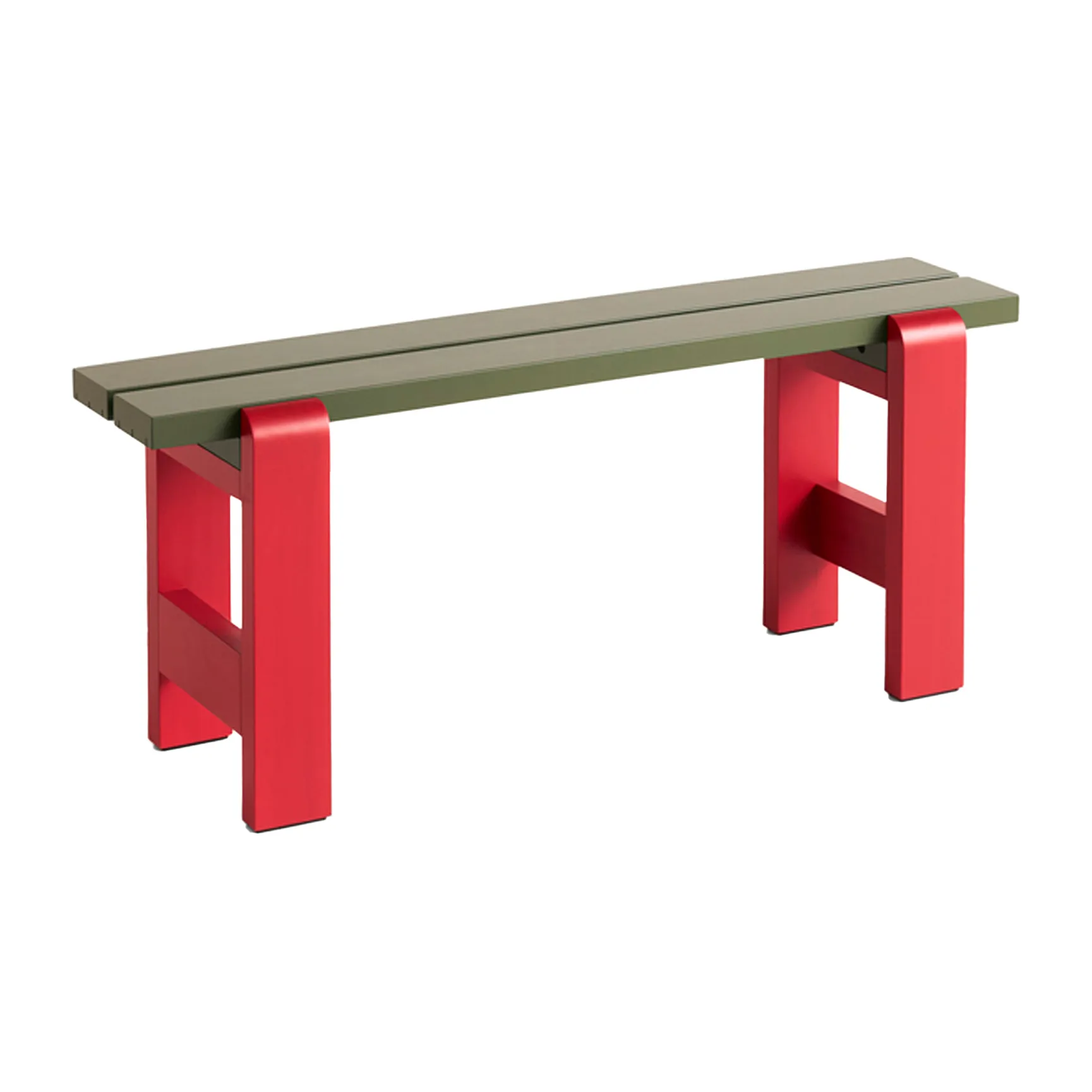 Weekday bench Duo 111x23 cm lacquered pine, Olive-wine red HAY