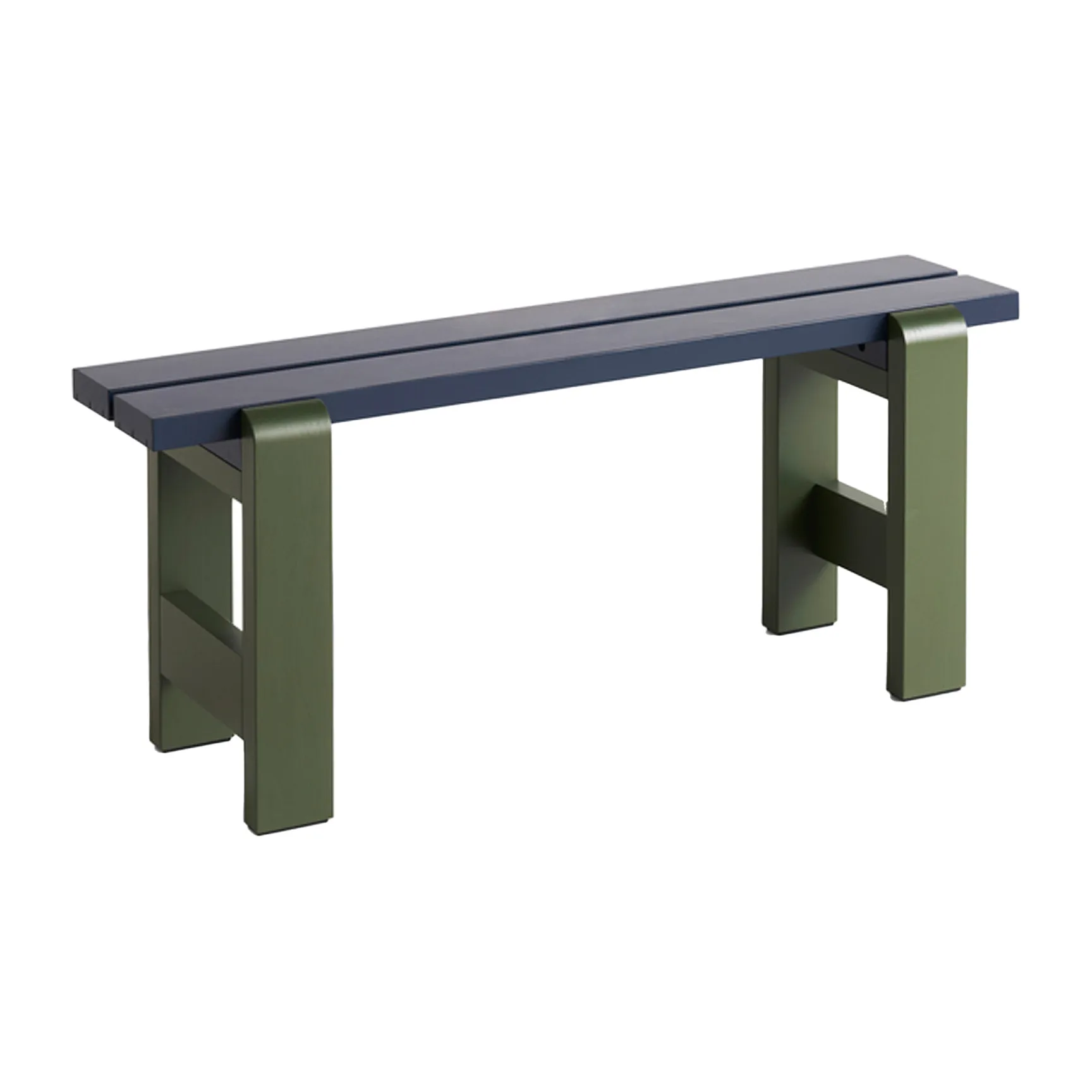 Weekday bench Duo 111x23 cm lacquered pine, Steel Blue-olive HAY