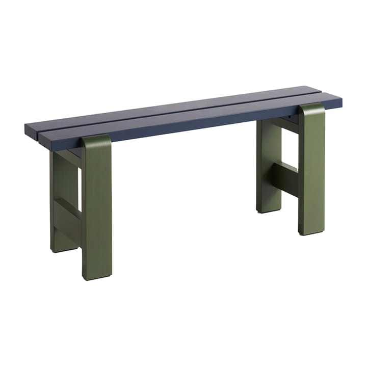Weekday bench Duo 111x23 cm lacquered pine - Steel Blue-olive - HAY