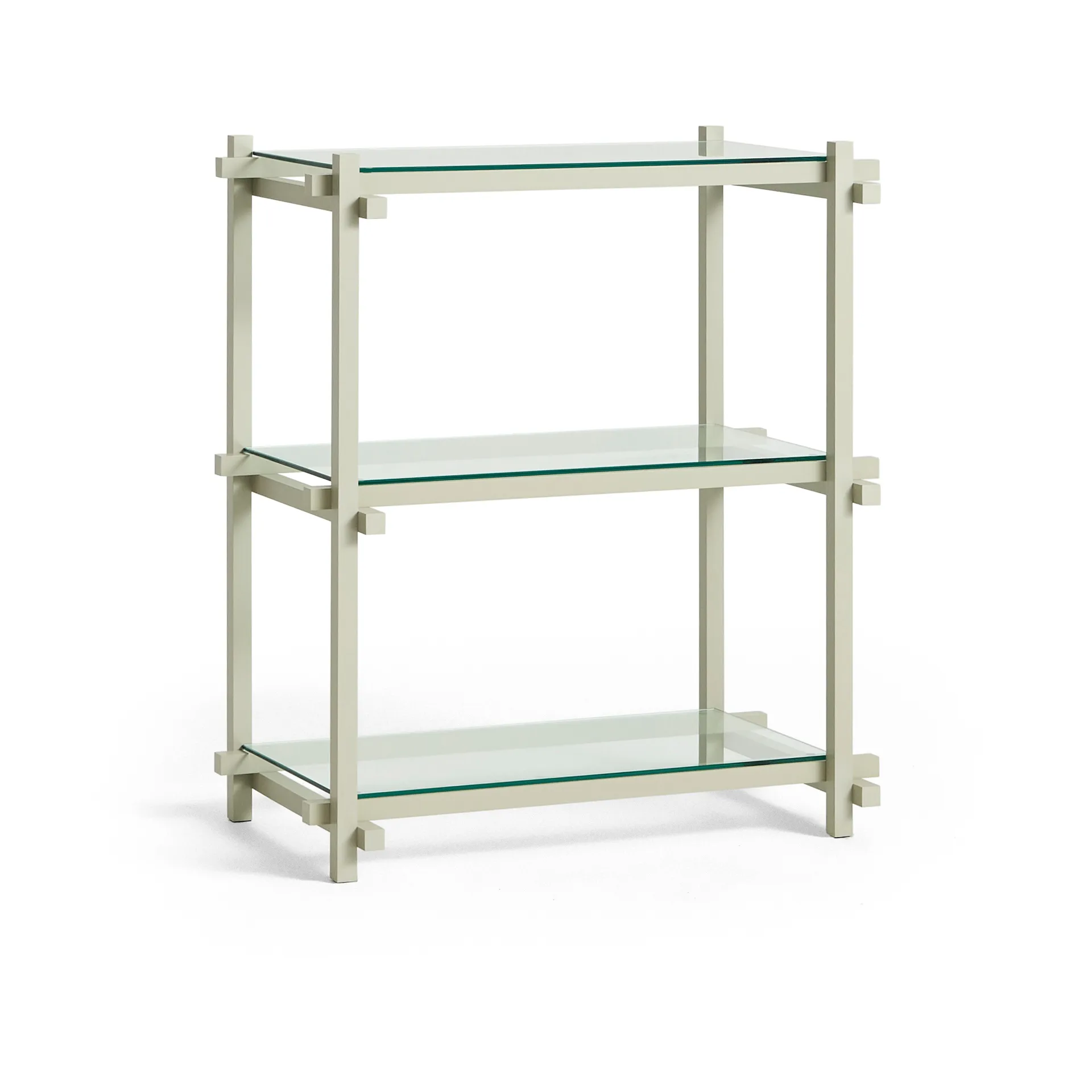 Woody Column shelf, Beech-clear glass, low HAY