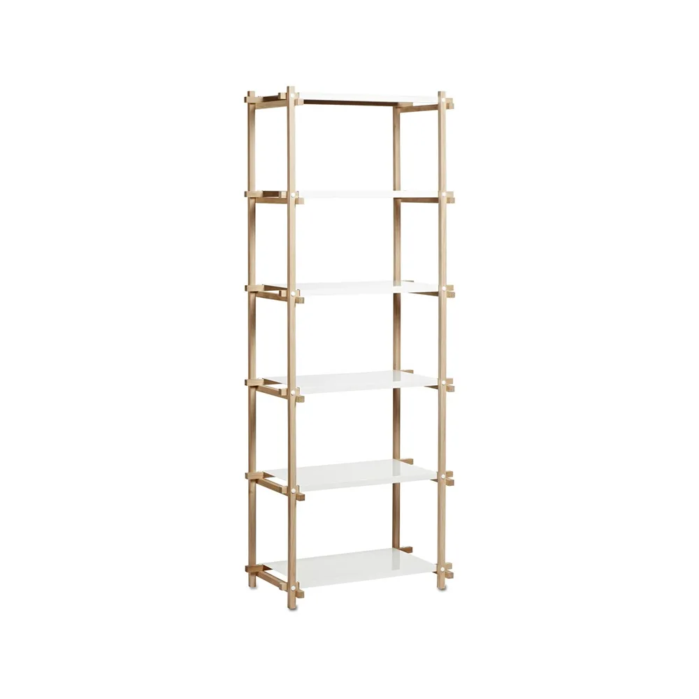 Woody Column shelf, Oak-white lacquered shelf, high HAY