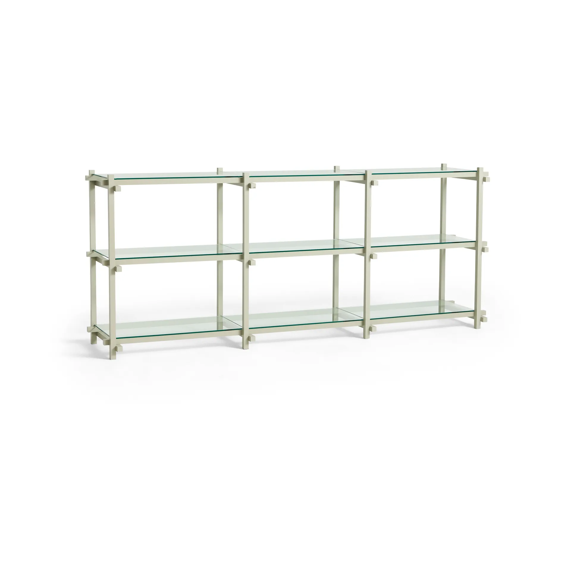 Woody shelf, Beech-clear glass, low HAY
