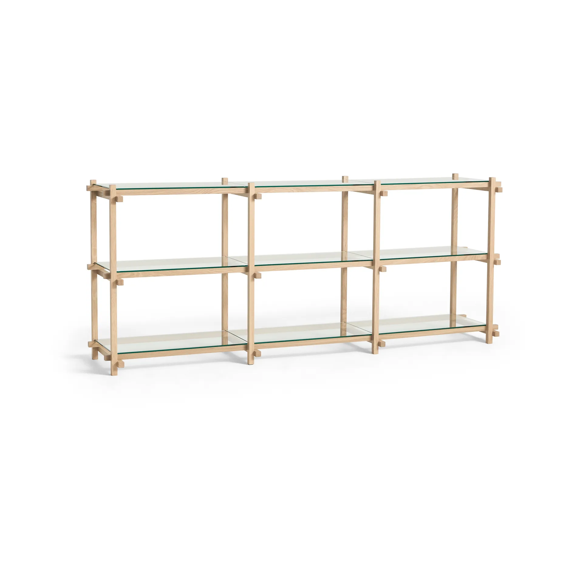 Woody shelf, Oak-clear glass, low HAY
