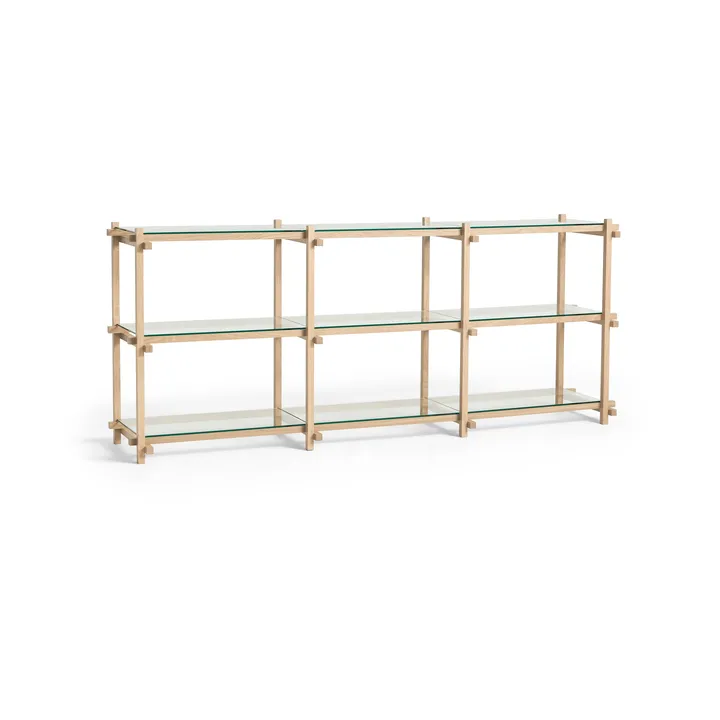 Woody shelf - Oak-clear glass, low - HAY