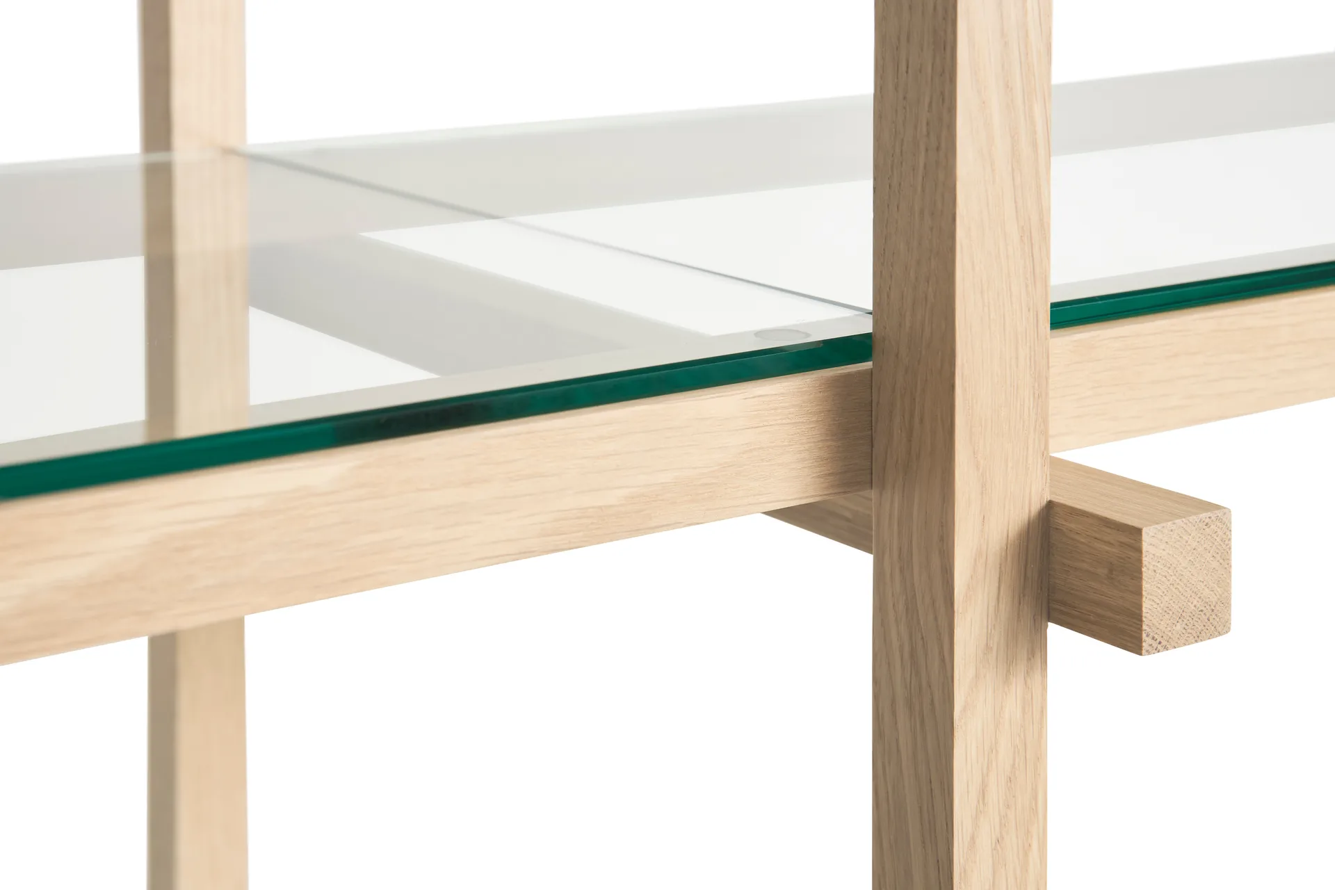 Woody shelf, Oak-clear glass, low HAY