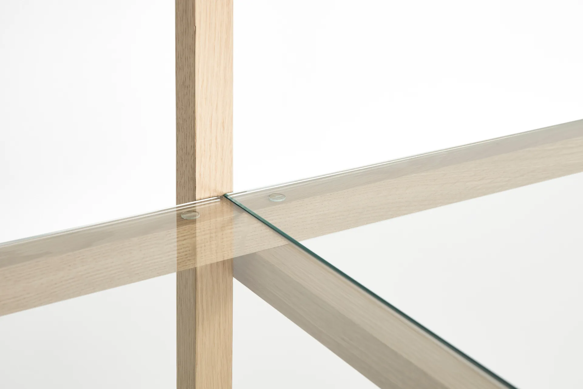Woody shelf, Oak-clear glass, low HAY