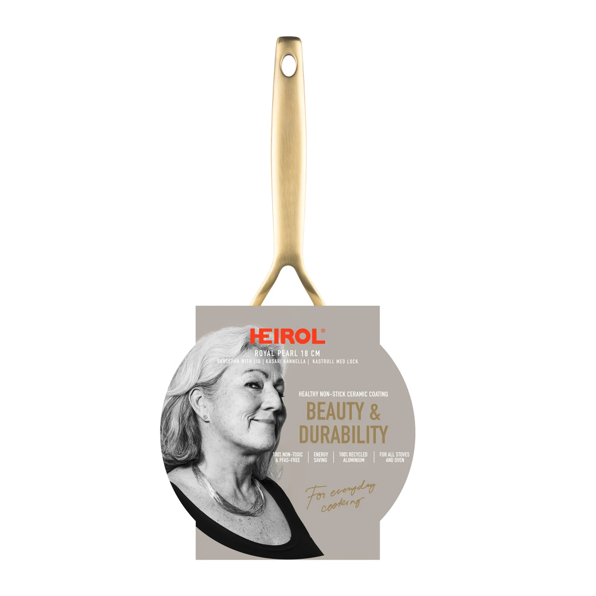 Heirol Royal Pearl saucepan with lid Ø18 cm, White-gold Heirol