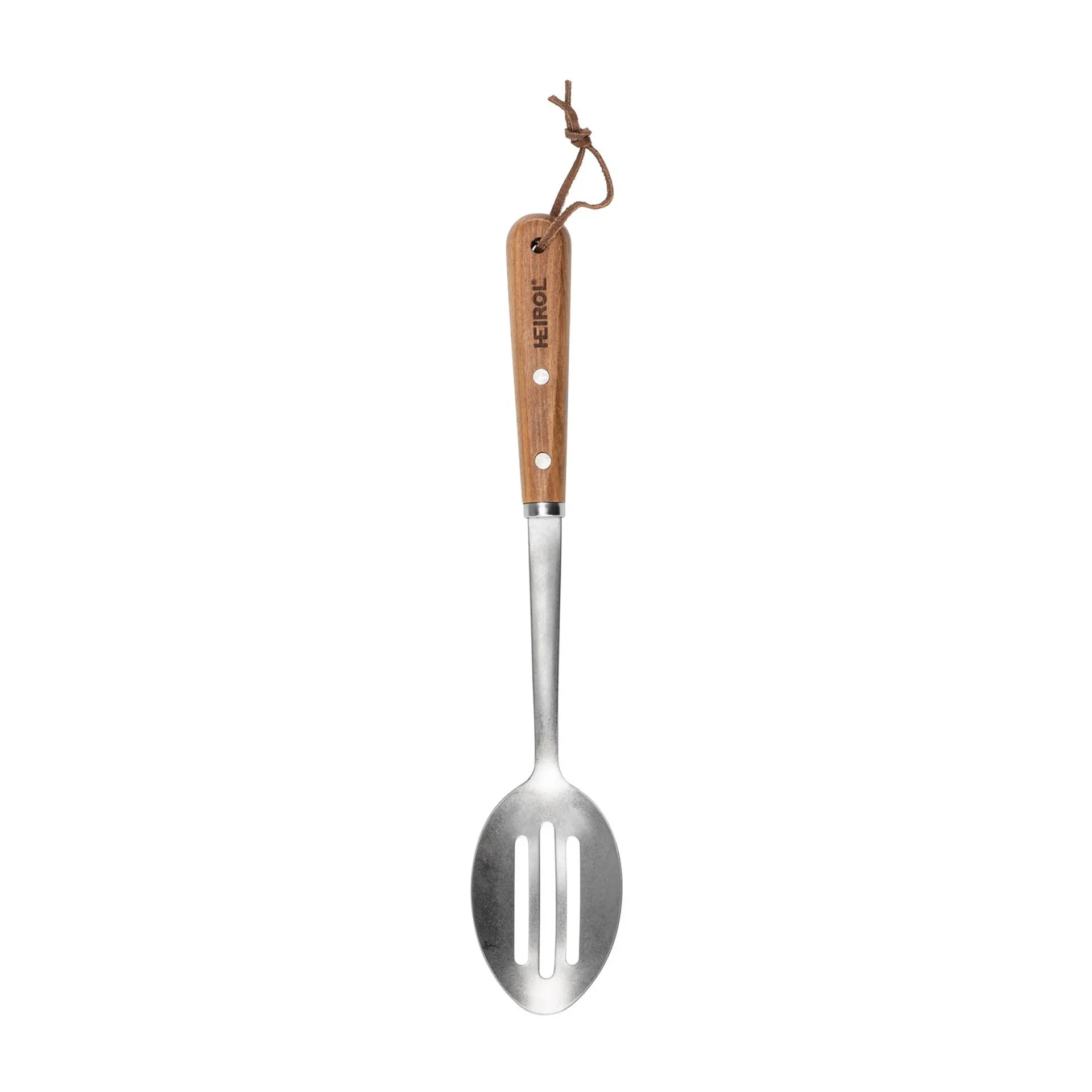 Stainless steel serving spoon with hole 34 cm, Beech Heirol