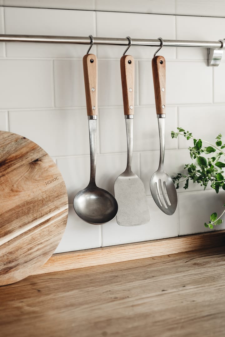 Stainless steel serving spoon with hole 34 cm, Beech Heirol