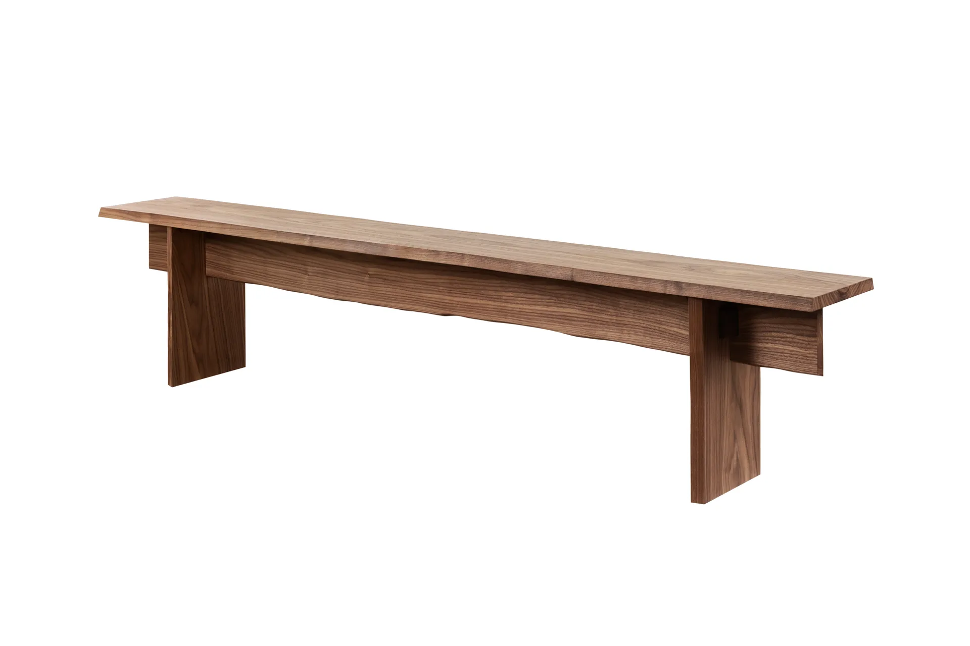 Bookmatch bench 210 cm, Walnut Hem