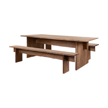 Bookmatch dining table with benches 220 cm - Walnut - Hem