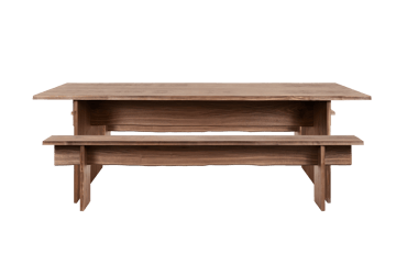 Bookmatch dining table with benches 220 cm - Walnut - Hem