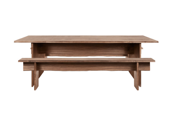 Bookmatch dining table with benches 220 cm, Walnut Hem