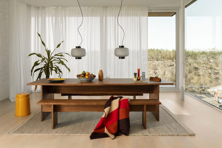 Bookmatch dining table with benches 220 cm, Walnut Hem