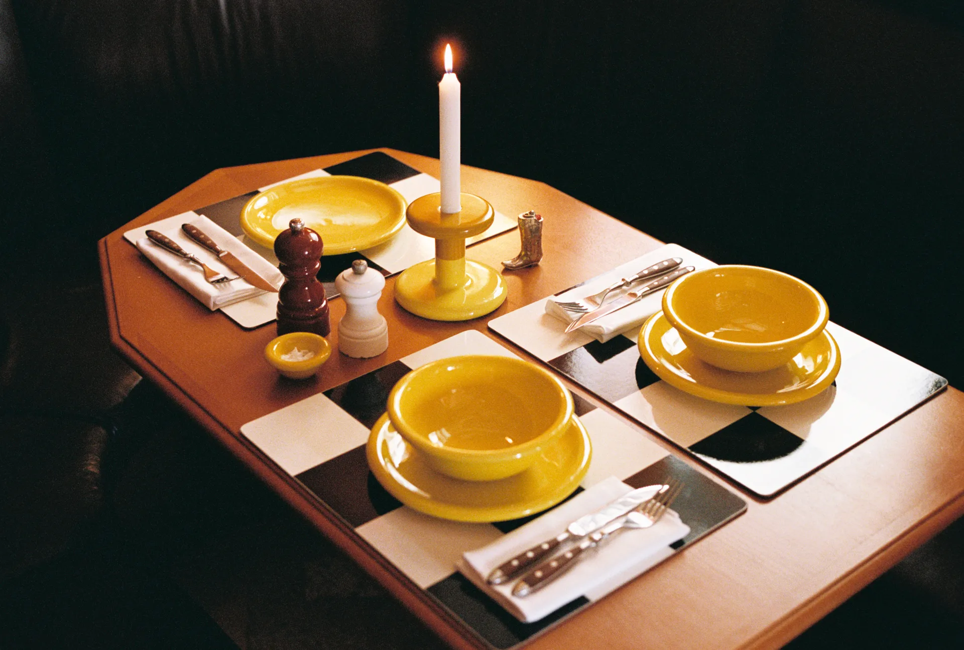 Check placemat 30x40 cm 2-pack, Butter-burgundy Hem