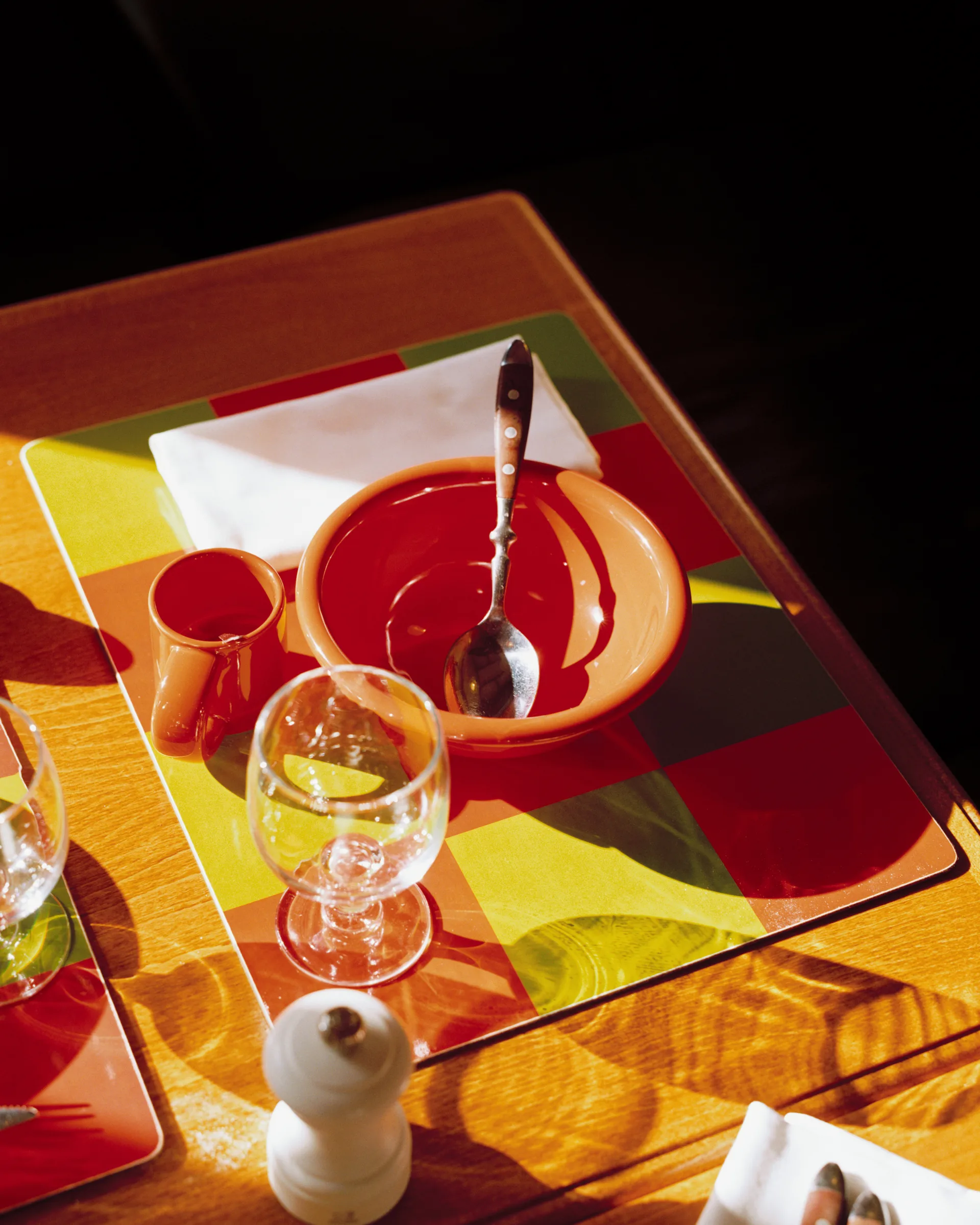 Check placemat 30x40 cm 2-pack, Cream-black Hem