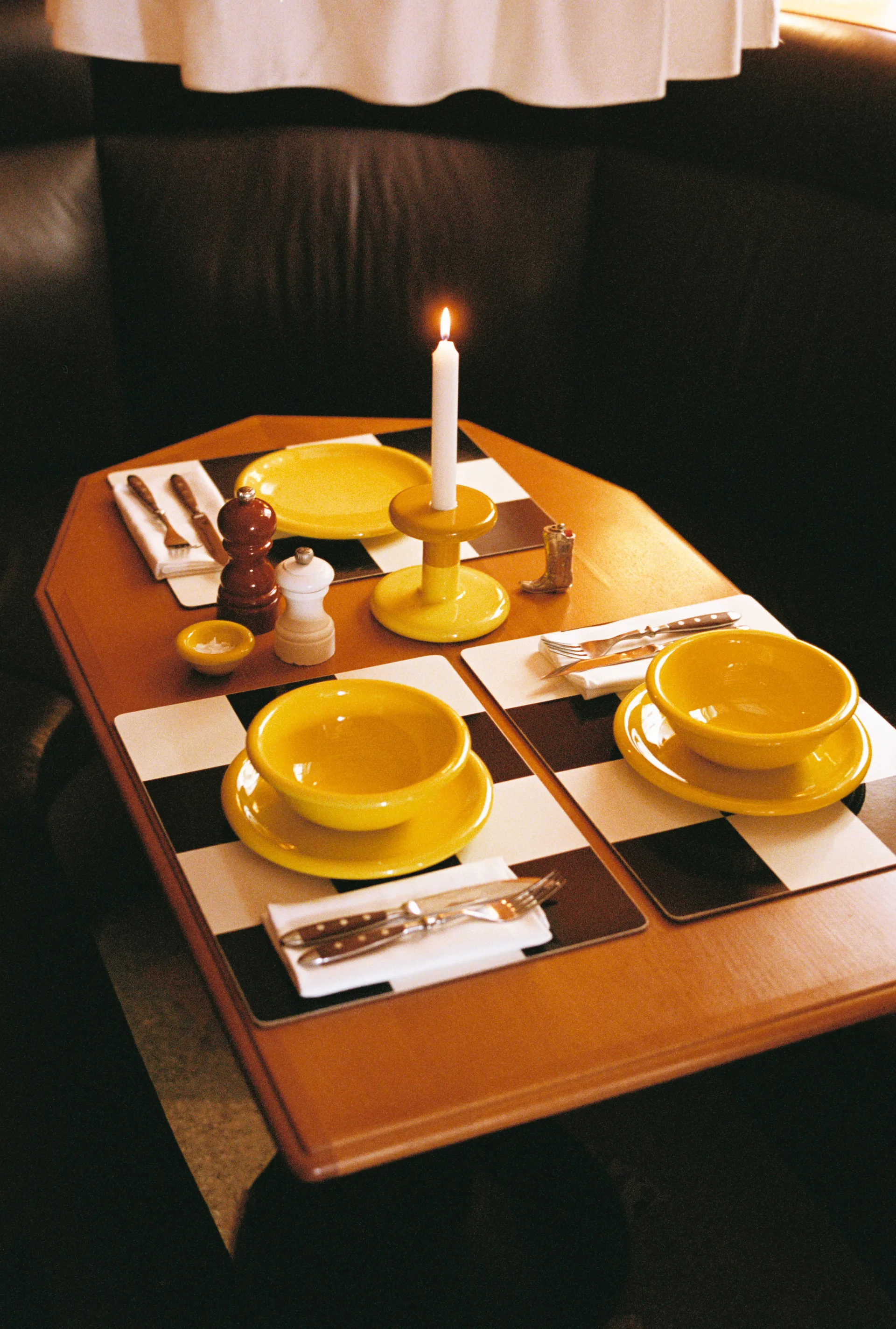 Check placemat 30x40 cm 2-pack, Cream-black Hem