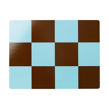 Check placemat 30x40 cm 2-pack - Light blue-chocolate - Hem