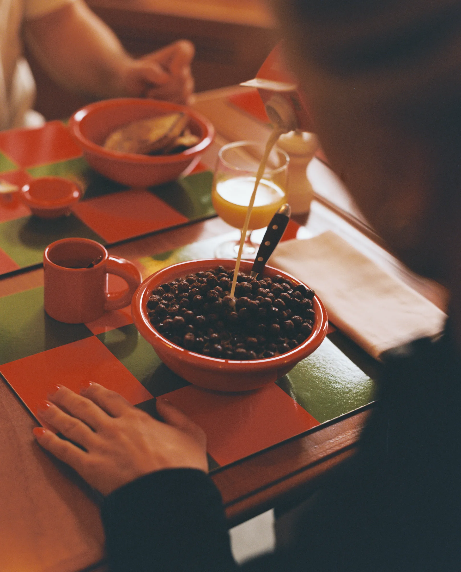 Check placemat 30x40 cm 2-pack, Terracotta-cobalt Hem