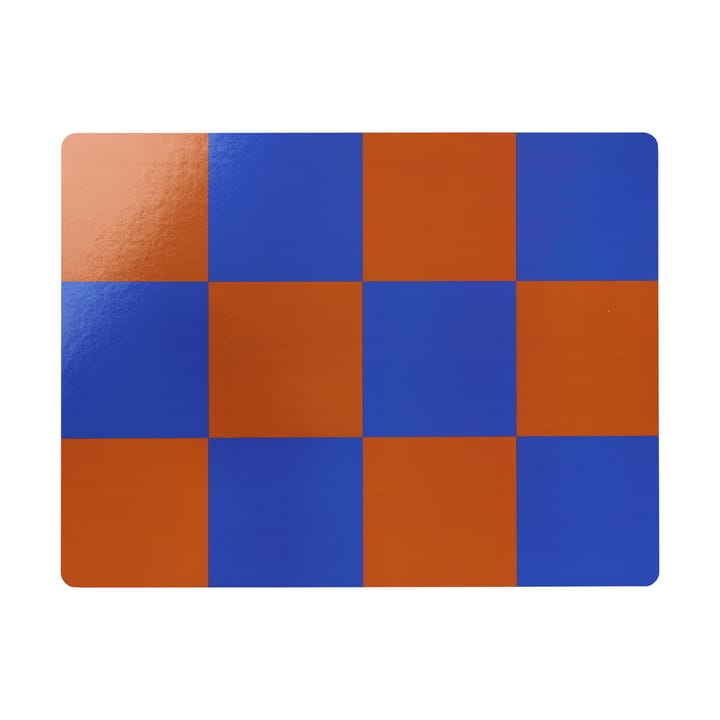 Check placemat 30x40 cm 2-pack - Terracotta-cobalt - Hem