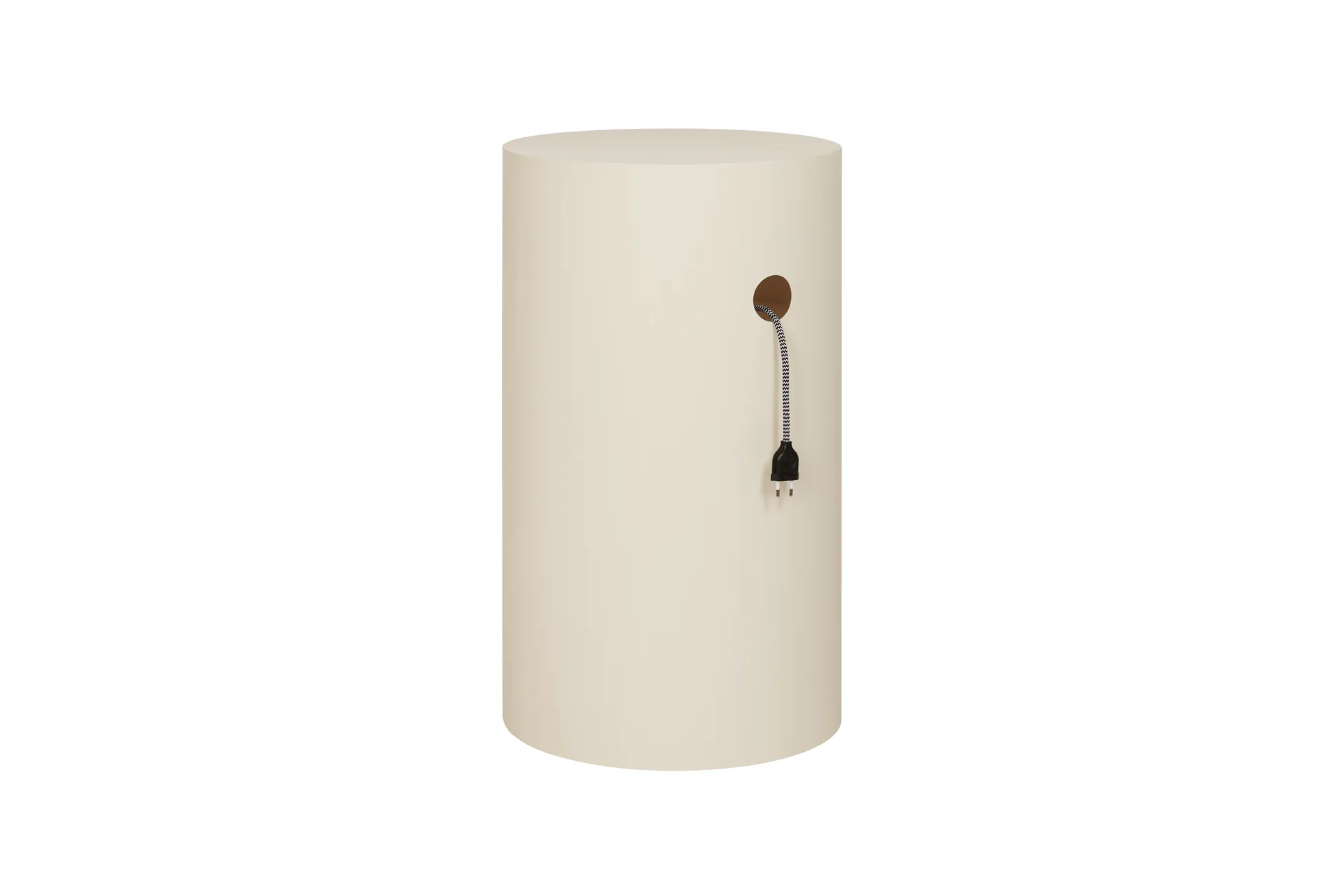 Hide pedestal Ø38x68 cm, Light ivory textured Hem