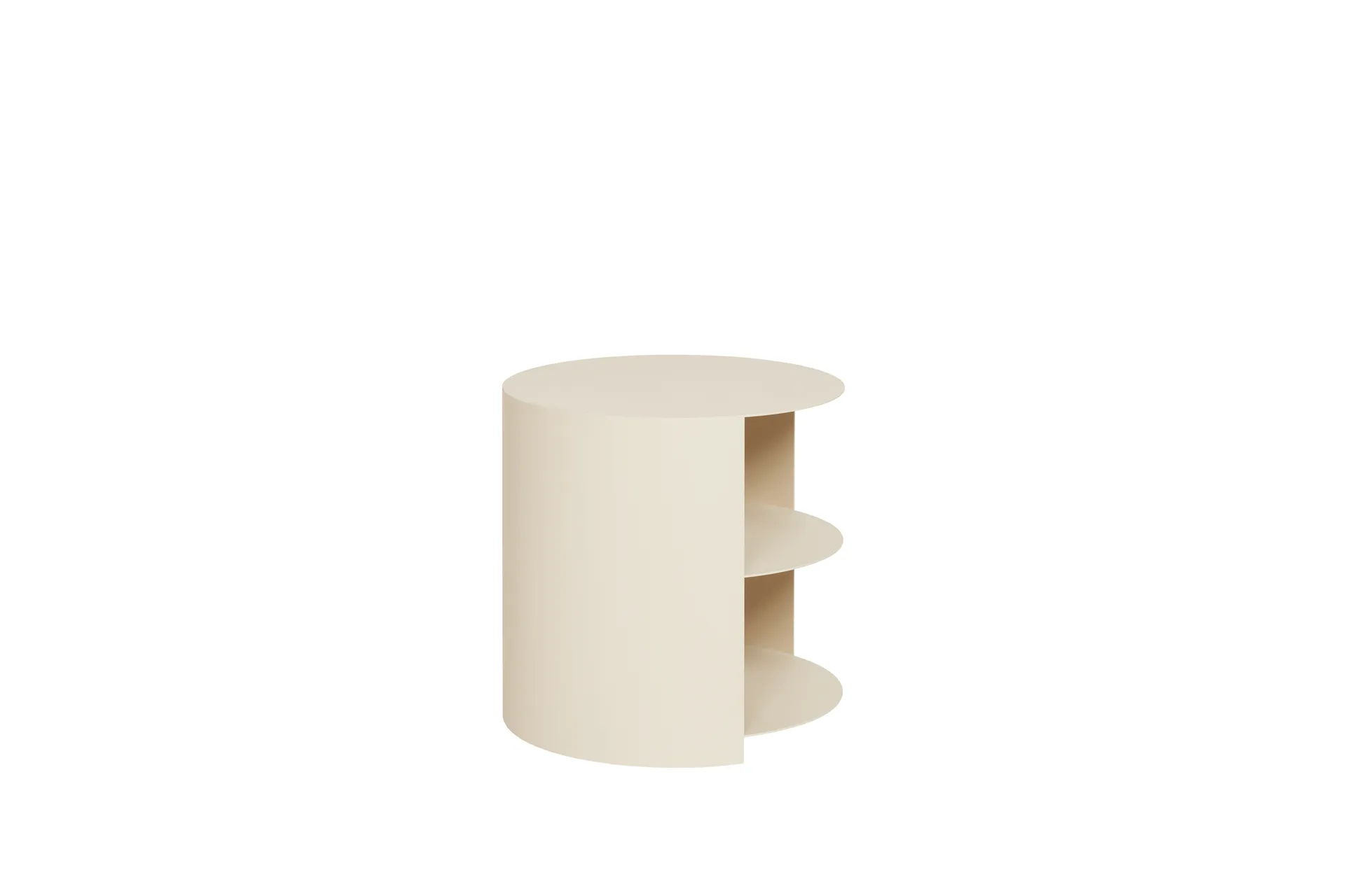 Hide side table Ø38x41 cm, Light ivory textured Hem