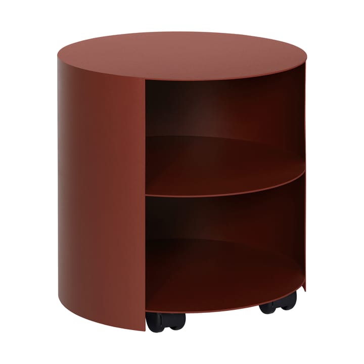 Hide side table Ø38x41 cm - Red brown textured - Hem