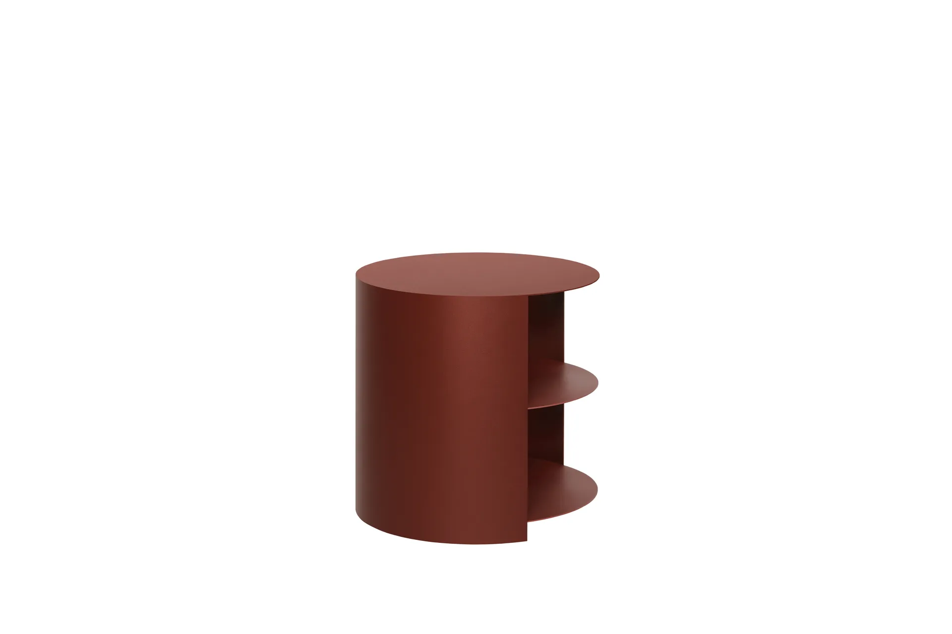 Hide side table Ø38x41 cm, Red brown textured Hem