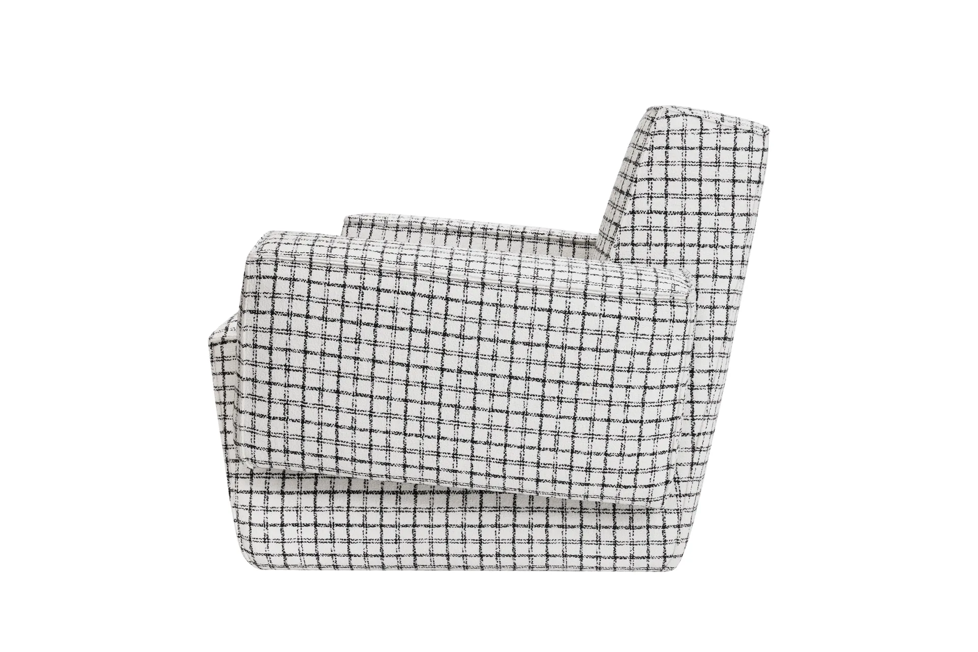 Hunk lounge chair with arm rest, Checkered black/white Hem