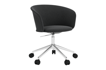 Kendo Swivel office chair with 5 wheels - Graphite-polished aluminium - Hem