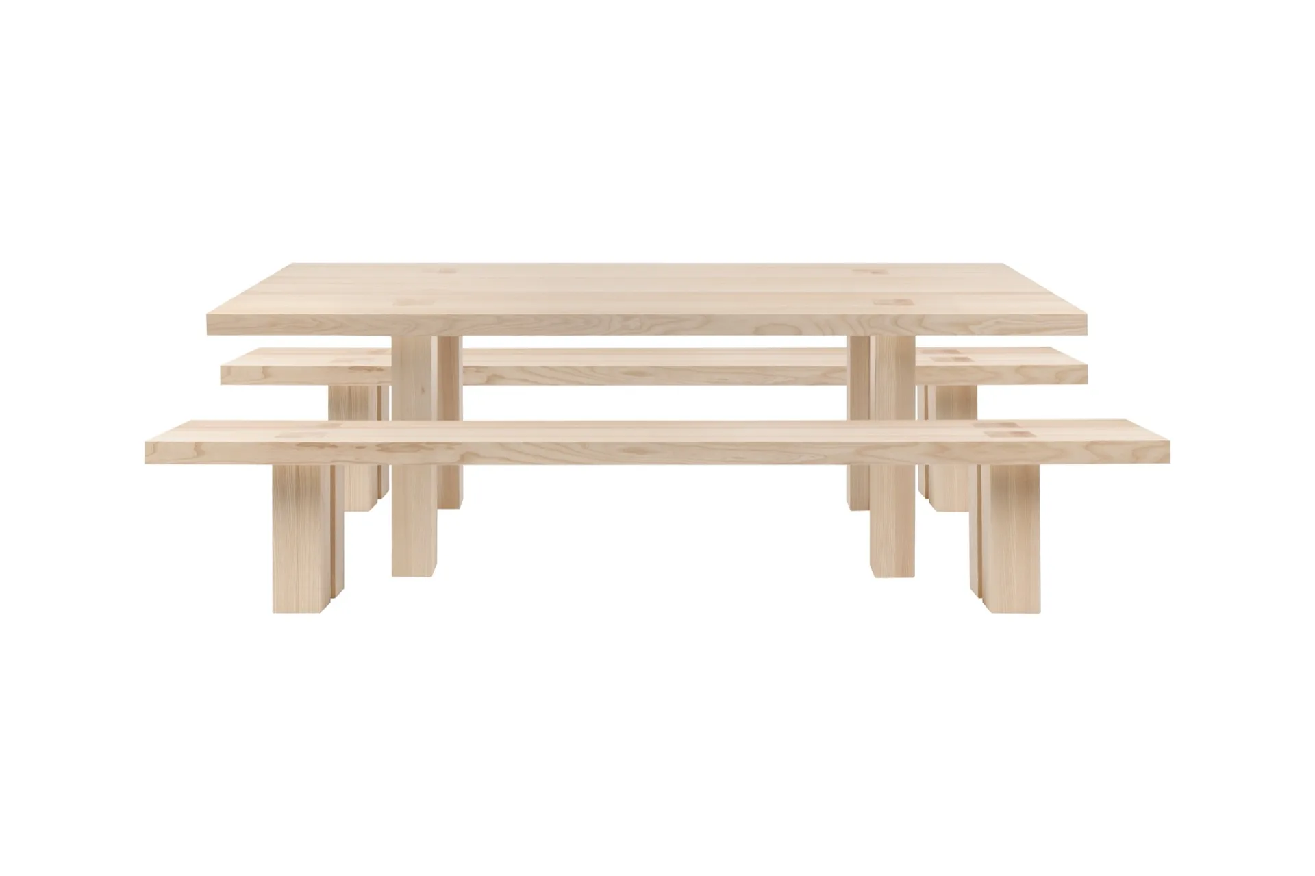Max dining table with benches 250 cm, Ash Hem