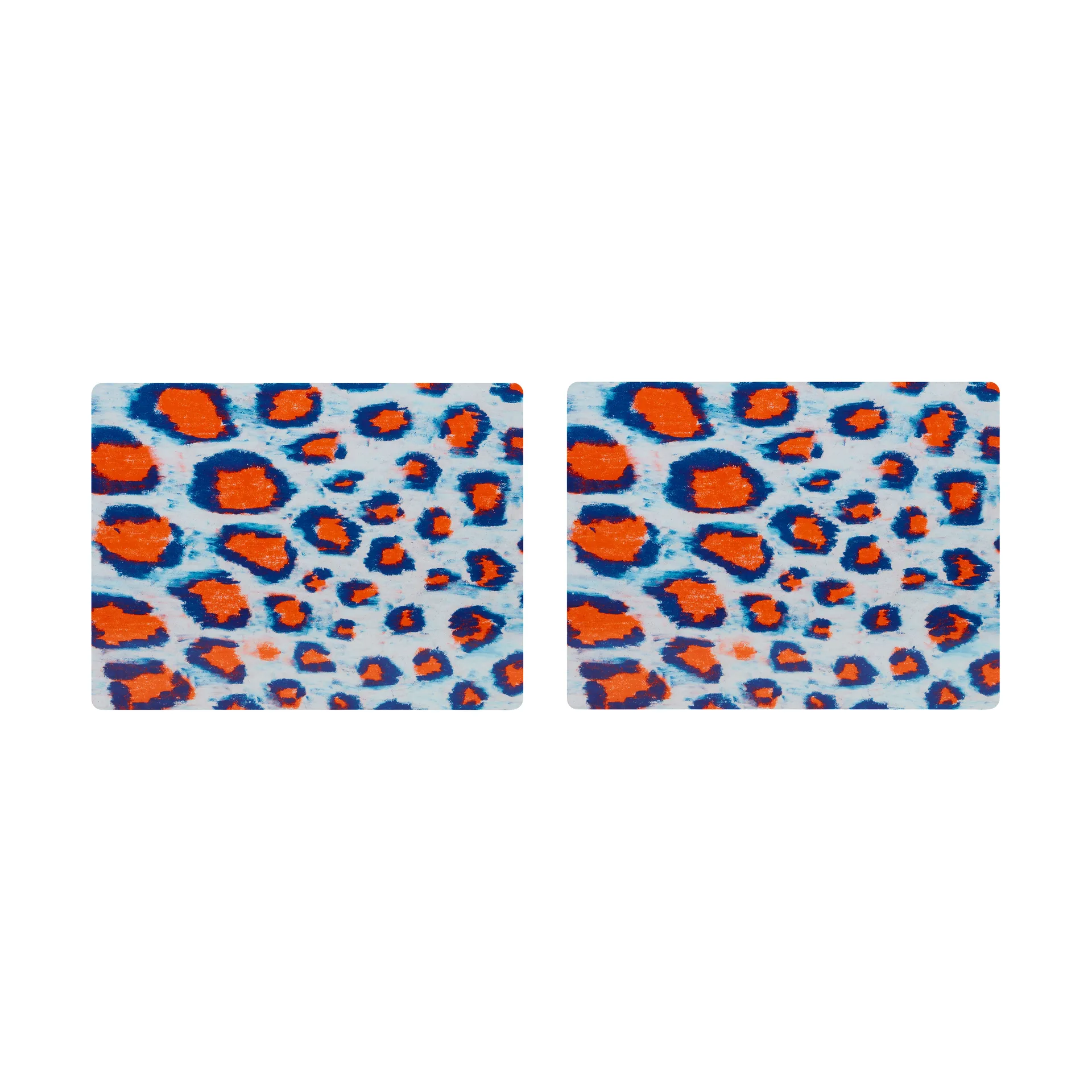 Monster placemat 30x40 cm 2-pack, Coral-white-ultramarine blue Hem