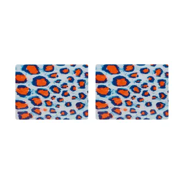 Monster placemat 30x40 cm 2-pack - Coral-white-ultramarine blue - Hem
