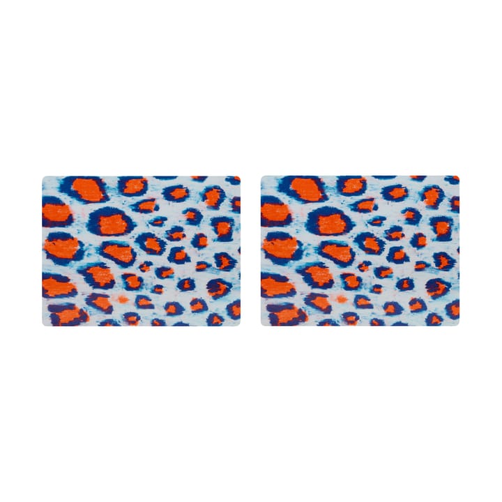 Monster placemat 30x40 cm 2-pack - Coral-white-ultramarine blue - Hem