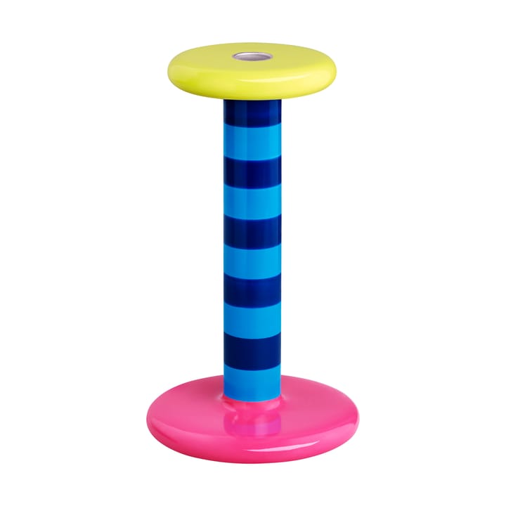 Pesa candlestick High 23 cm - Sky blue-night blue stripe - Hem