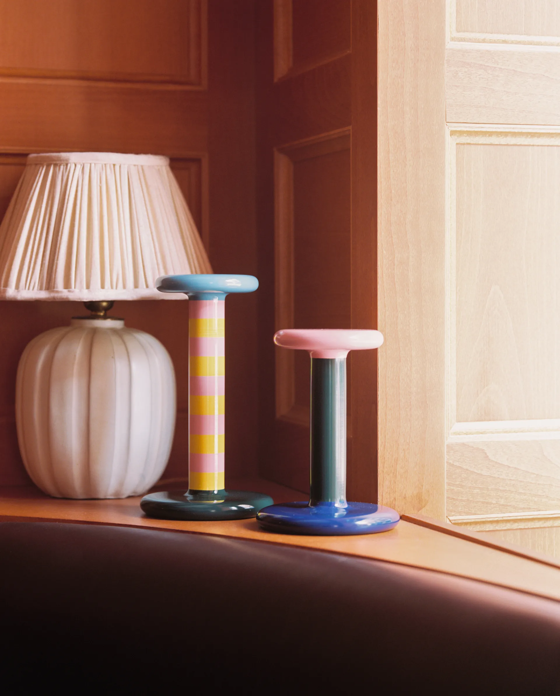 Pesa candlestick Medium 18 cm, Pink-black green-night blue Hem